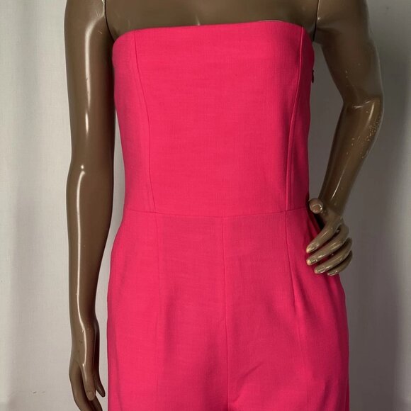 Ba&sh Women's Strapless Jumpsuit Hot Pink Size S Cyrus Wide Leg - Picture 8 of 9